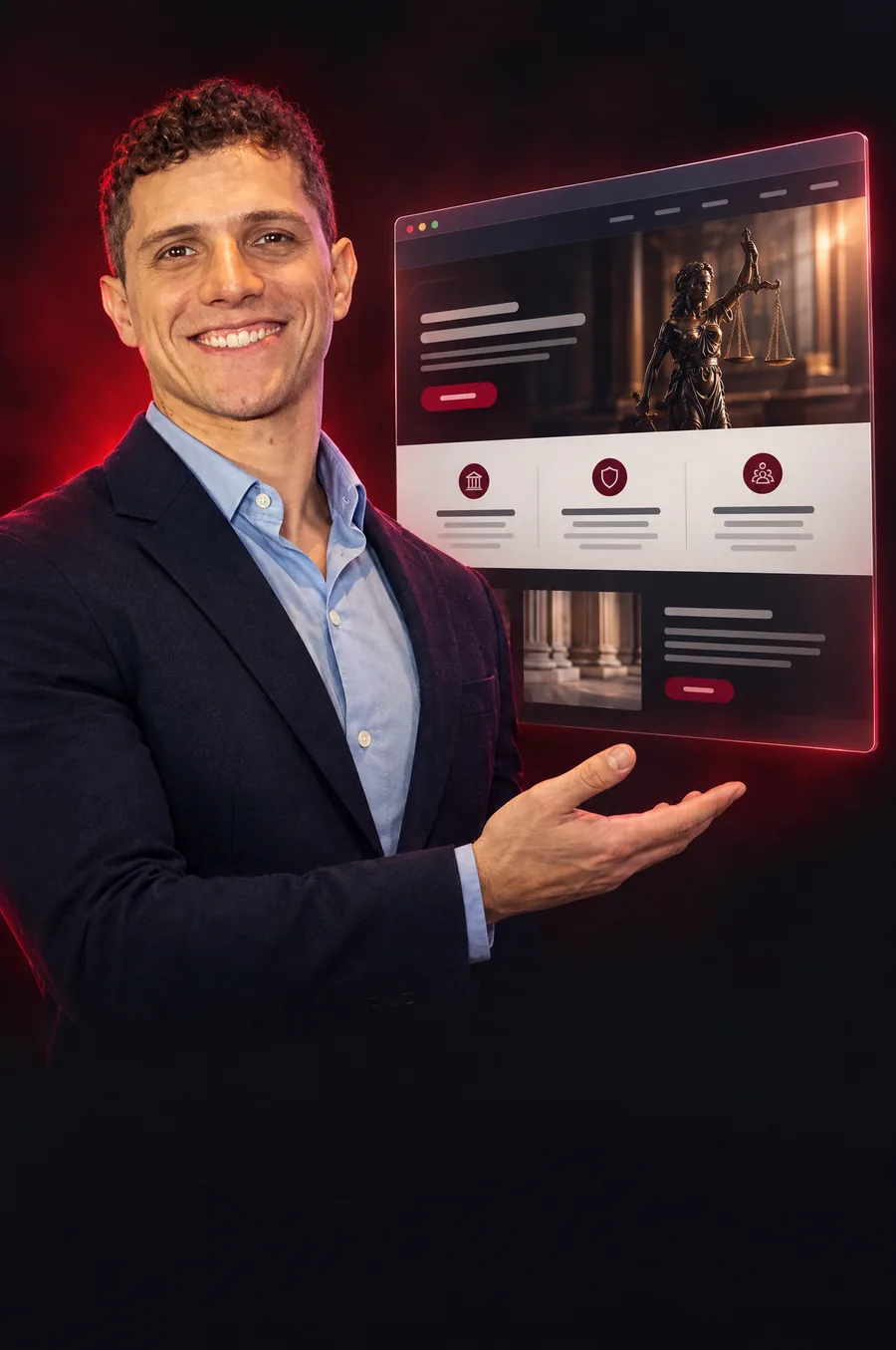 Paulo Renan apresentando o site de um escritório de advocacia